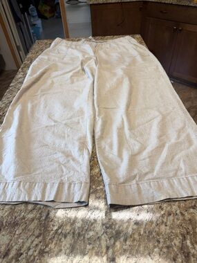 Ann Taylor Linen Blend Elastic Waist Pants in Light Taupe